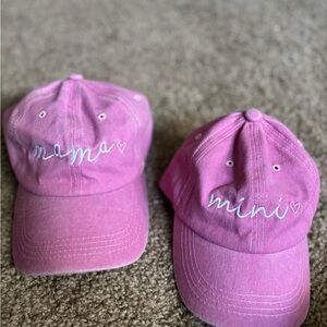 Matching Pink 'Mama' and 'Mini' Caps